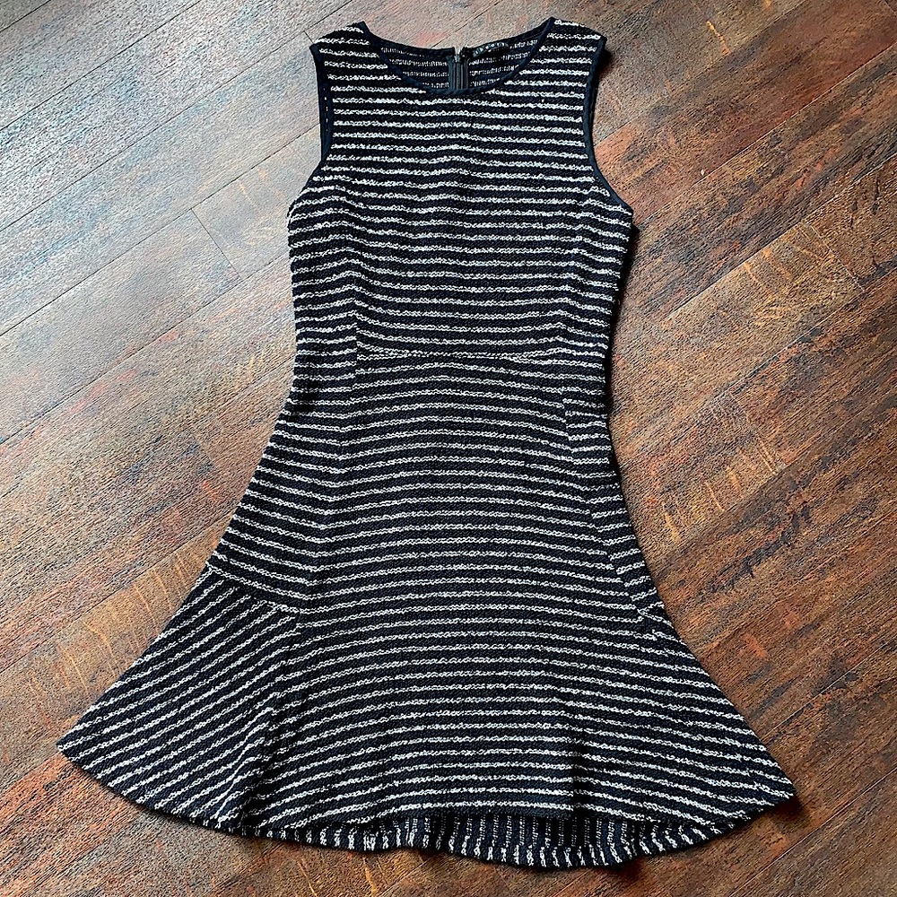 Theory striped fit & flare dress